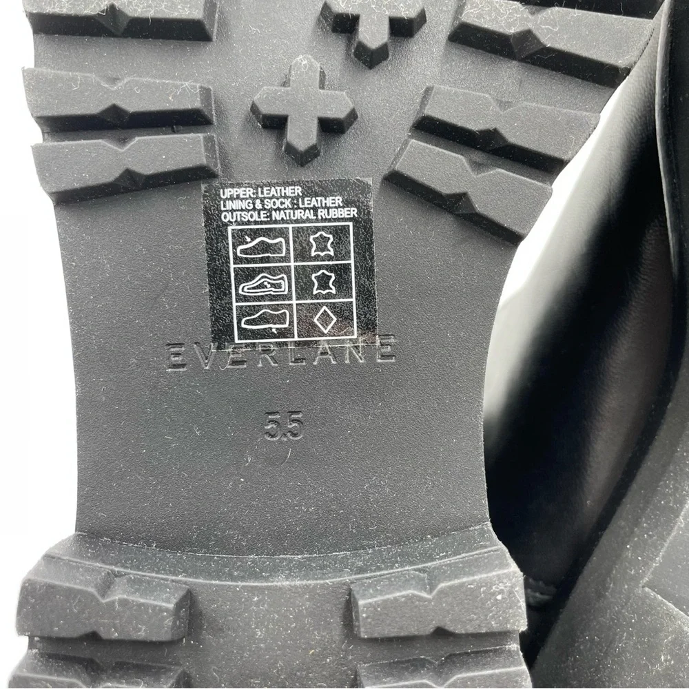 NEW Everlane Black Leather Lug Sole‎ Chelsea Bootie in Size 5.5